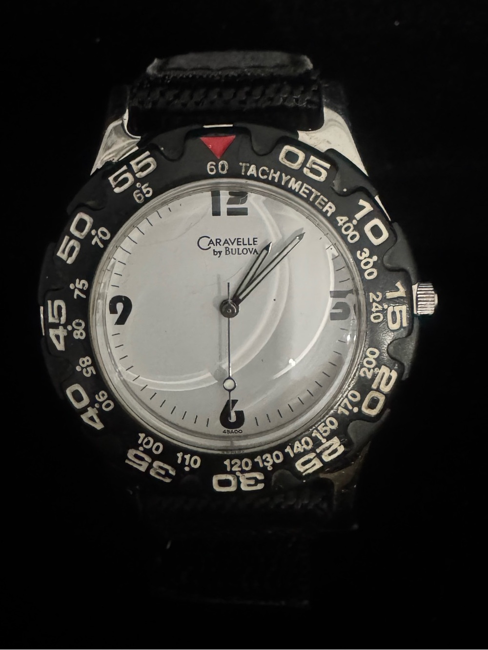 Caravelle by Bulova Men's Tachymeter Sport Watch - White Dial Black Bezel